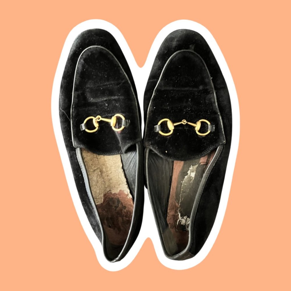 GUCCI VELVET LOAFERS SLIPPERS - WOMENS 8.5